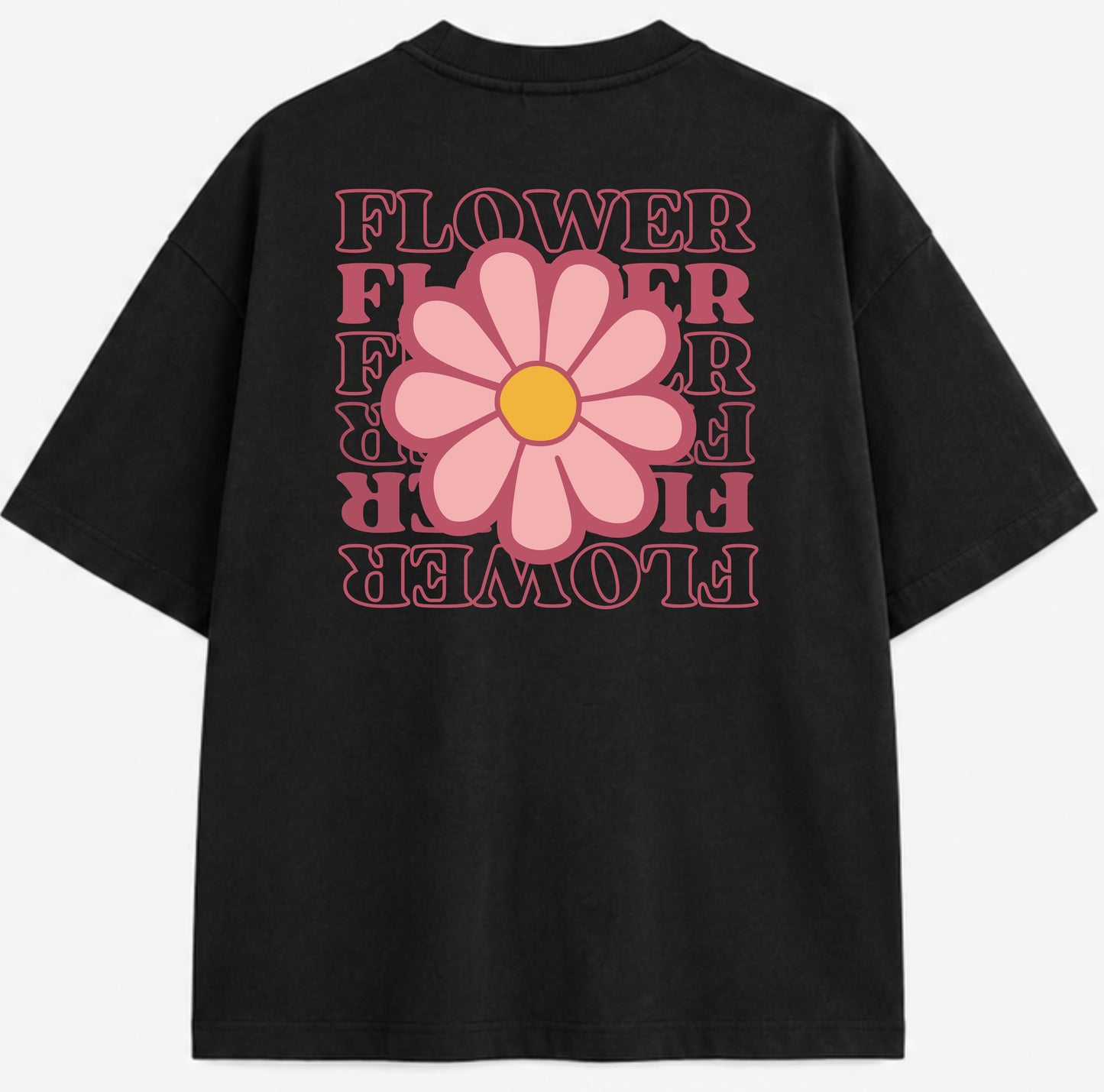 T-shirt oversize fleur rose