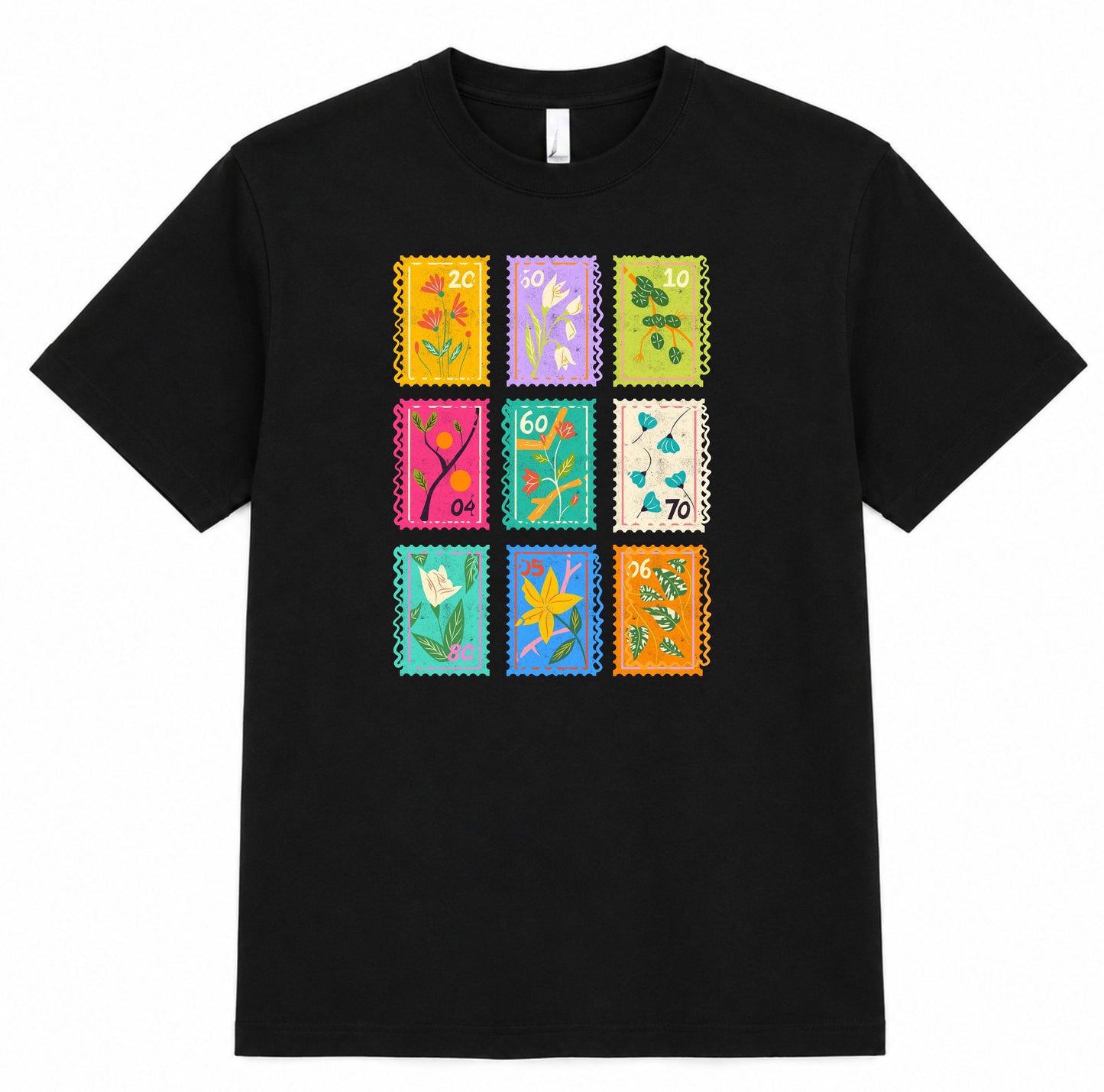 T-shirt timbre fleurs