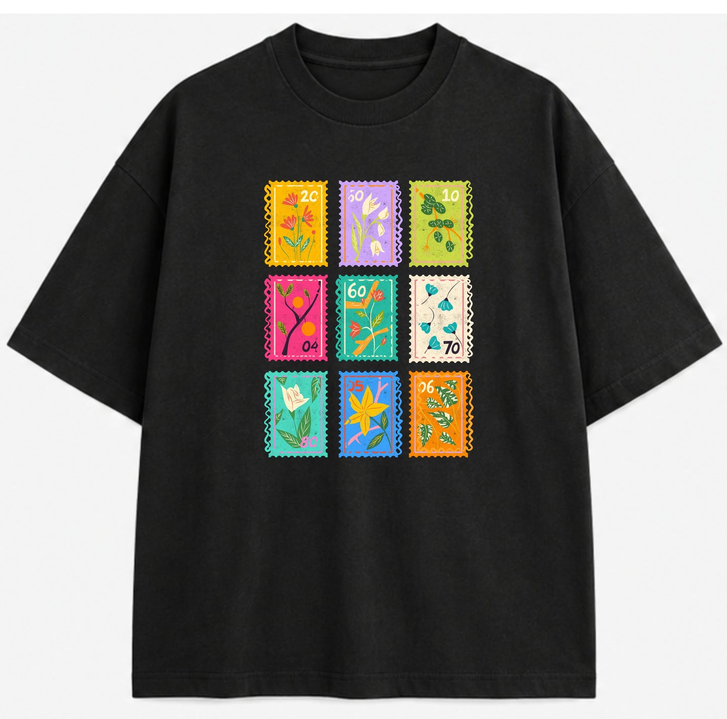 T-shirt timbre fleurs