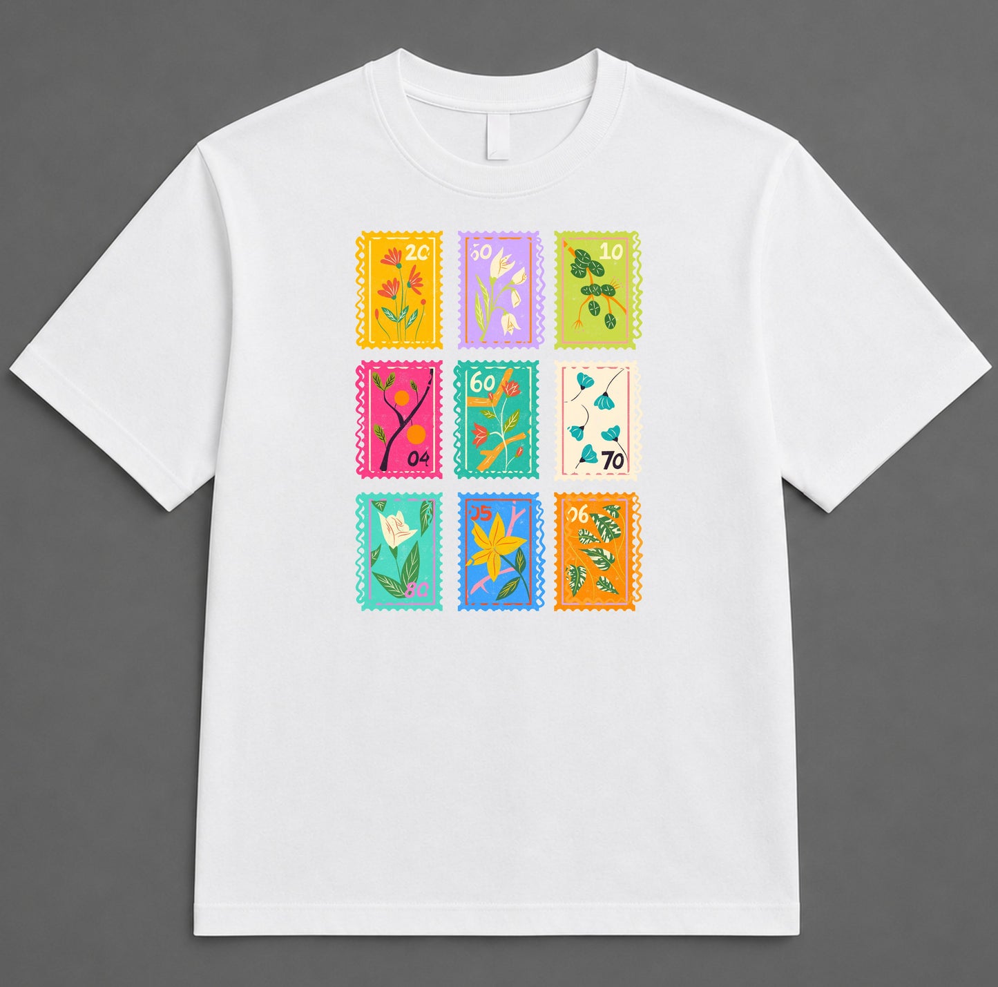 T-shirt timbre fleurs