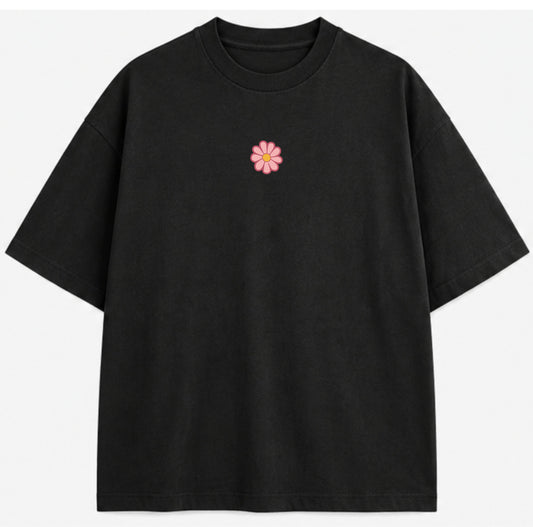 T-shirt oversize fleur rose
