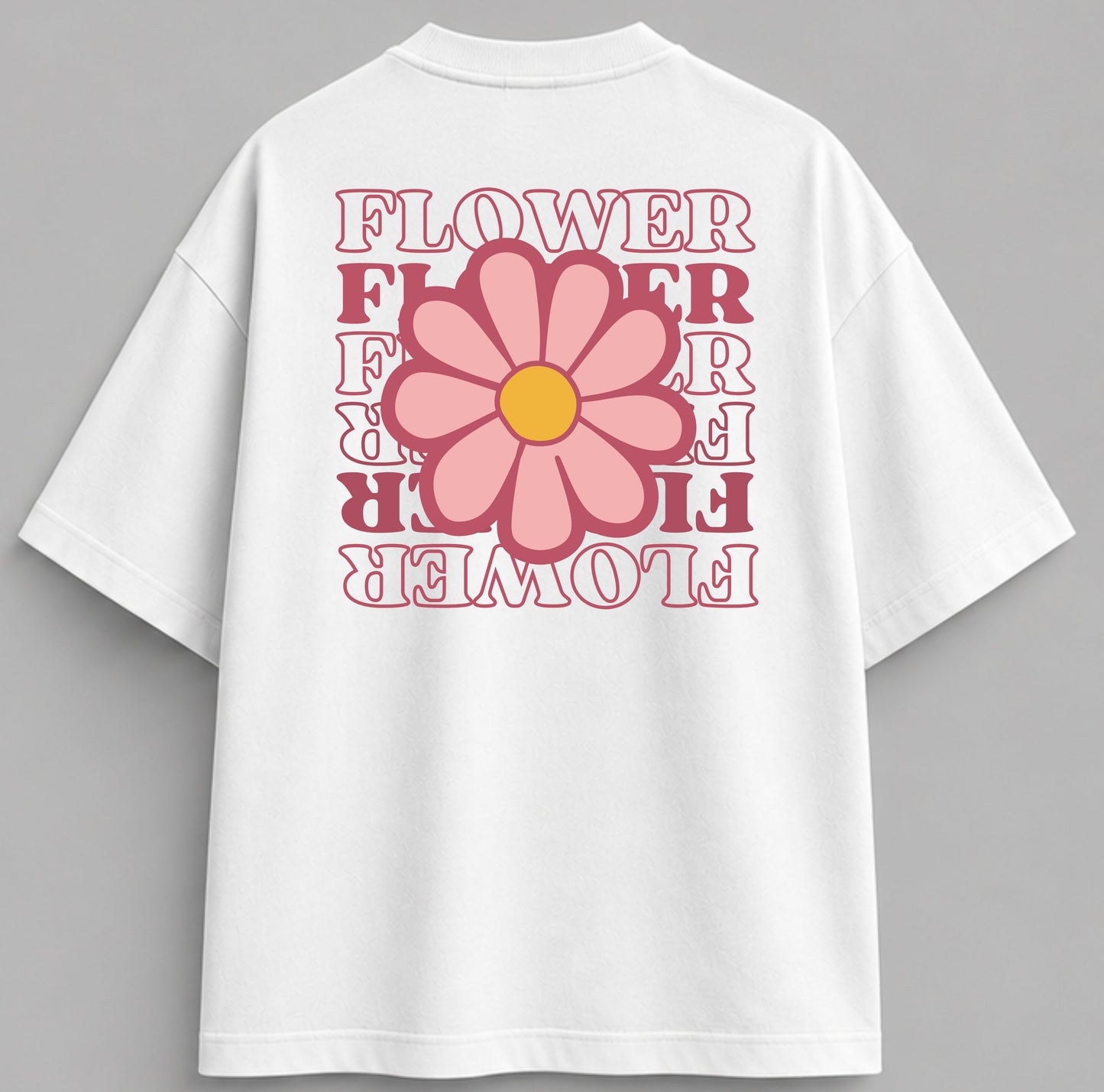 T-shirt oversize fleur rose